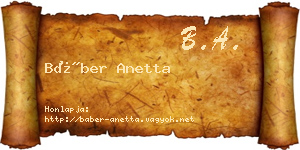 Báber Anetta névjegykártya